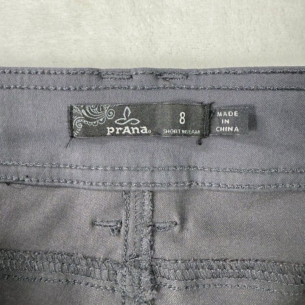 Prana Pants Womens 8 Gray Stretch Roll-up Snap Hiking Outdoors Gorpcore‎ - Picture 3 of 13